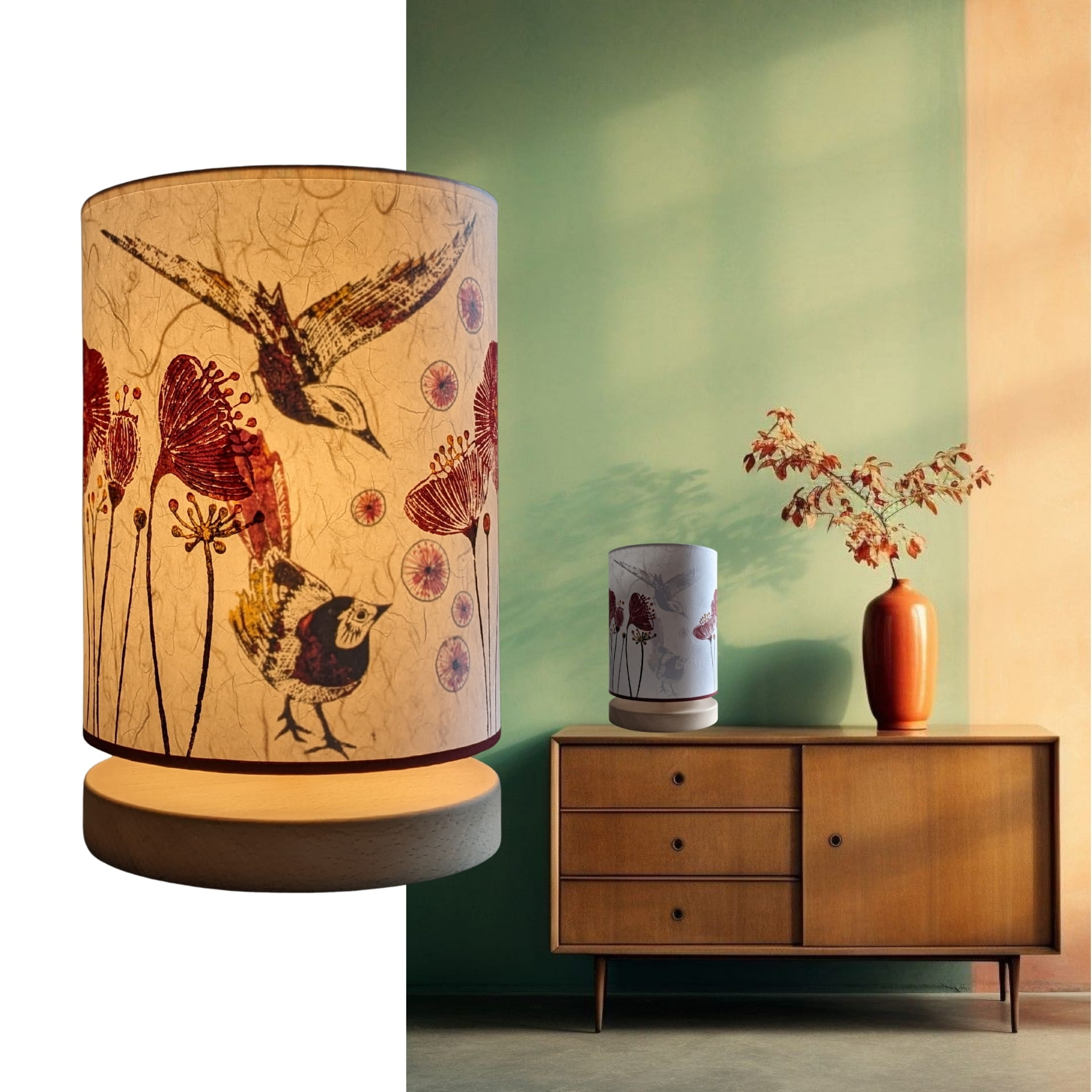 Lampe Urushi Collection Printemps 002A FLEDERMAUS Luminaires Artisanaux Lampe De Createur Sceno